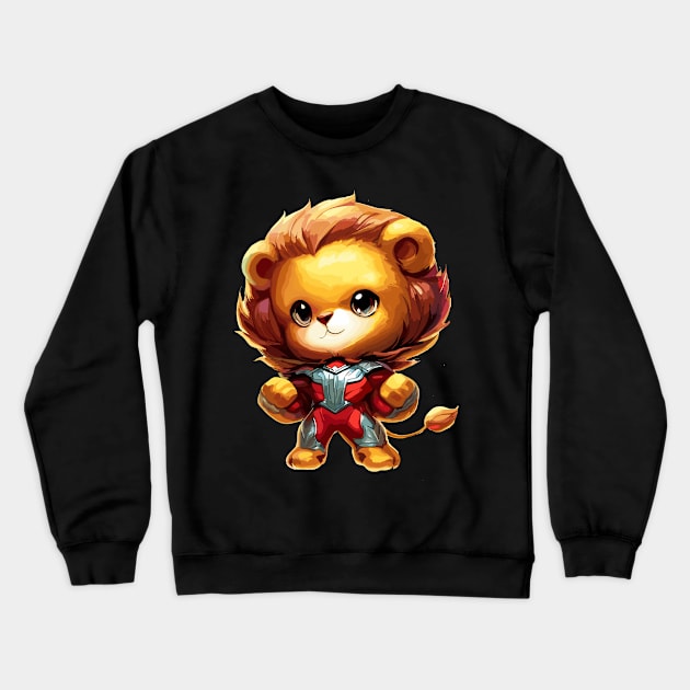 Superhero lion cat Crewneck Sweatshirt by TomFrontierArt